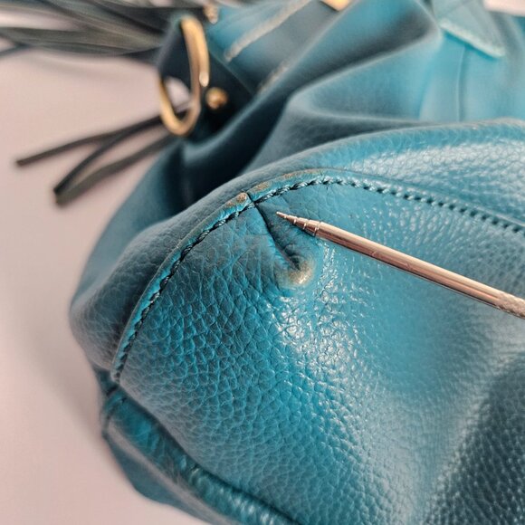 Cuore & Pelle Amelia Leather Bag – Teal Blue Tote with Tassel Detail - Picture 15 of 16